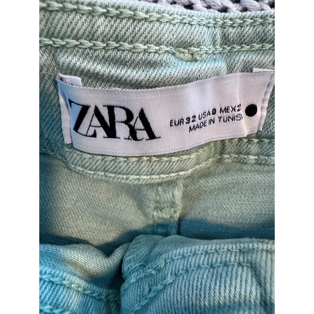 Zara The Marine Straight‎ JeansWomen's Size 0 Green - Picture 4 of 4